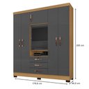 Ver imagem 3 de Guarda Roupa Casal Imperial com Armário Multiuso Recife Carvalho Americano Grafite – Incorplac
