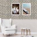 Ver imagem 2 de Kit 2 Quadros Coleção Praia Pranchas de Surf 24x18cm:madeira Branca