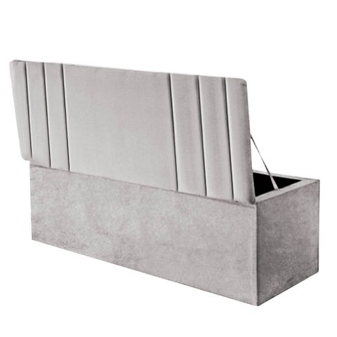 Calçadeira Baú Recamier Estofada Cama King 190cm Grécia Suede Cinza Claro- Mabe Magazine