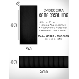Kit 10 Cabeceiras de Cama Box Casal King Estofada Modulada 2,00mx45cm - 6