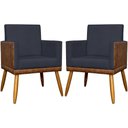Ver imagem 1 de Kit 2 Poltronas Decorativas Lis Corino e Suede Cores Pé Palito 30cm - Preto, Suede/corino