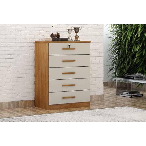 Comoda Austria 5 Gavetas Novo Horizonte Cumaru/Fendi