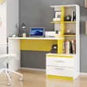 Ver imagem 1 de Escrivaninha com Estante Poli Poliman Móveis 2 Gavetas 138cm Branca E Amarela