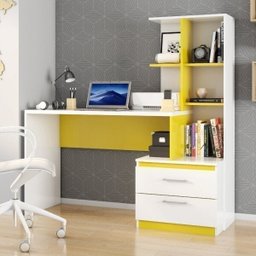 Escrivaninha com Estante 2 Gavetas Poli Poliman Móveis - 1