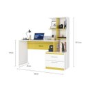 Ver imagem 3 de Escrivaninha com Estante Poli Poliman Móveis 2 Gavetas 138cm Branca E Amarela