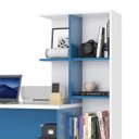 Ver imagem 3 de Escrivaninha com Estante Poli Poliman Móveis 2 Gavetas 138cm Branca E Azul