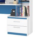 Ver imagem 4 de Escrivaninha com Estante Poli Poliman Móveis 2 Gavetas 138cm Branca E Azul