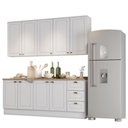 Ver imagem 1 de Cozinha Americana 4 Peças com Balcão 120cm e Tampo 9 Portas 3 Gavetas Branco-Nature Móveis Henn
