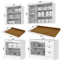 Ver imagem 3 de Cozinha Americana 4 Peças com Balcão 120cm e Tampo 9 Portas 3 Gavetas Branco-Nature Móveis Henn