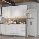 Ver imagem 4 de Cozinha Americana 4 Peças com Balcão 120cm e Tampo 9 Portas 3 Gavetas Branco-Nature Móveis Henn