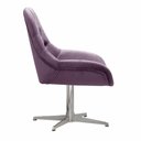 Ver imagem 3 de Poltrona Lua Cadeira Decorativa Giratória Pé de Metal Escritório, Sala, Recepção - Veludo Roxo