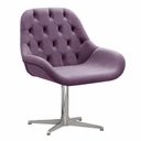 Ver imagem 1 de Poltrona Lua Cadeira Decorativa Giratória Pé de Metal Escritório, Sala, Recepção - Veludo Roxo