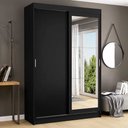 Ver imagem 1 de Guarda-Roupa Solteiro Madesa Tokio 2 Portas de Correr com Espelho 2 Gavetas Preto Cor:Preto