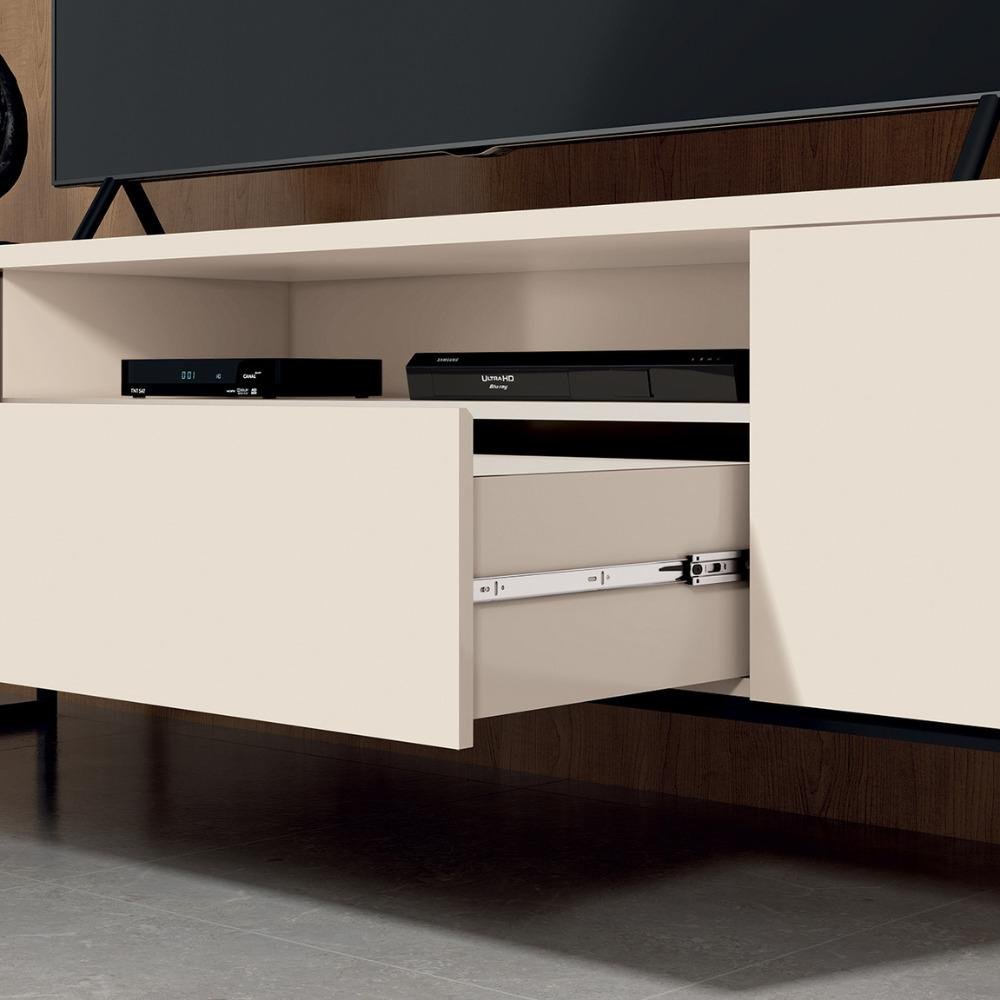 Rack para TV até 75 Polegadas com Pé de Ferro 2 Portas Aurora 200cm Cor ...