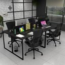 Ver imagem 2 de Estação Trabalho Mesa Industrial 4 Lugares Office Netmobil - Preto
