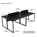 Ver imagem 4 de Estação Trabalho Mesa Industrial 4 Lugares Office Netmobil - Preto