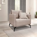 Ver imagem 2 de Kit 2 Poltronas e Sofá Living 2 Lugares 1,80m Sirius Linho Areia Pés Metálicos - Pallazio