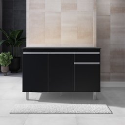 Gabinete de Cozinha 120cm Preto 3 Portas 1 Gaveta S/ Tampo - 2