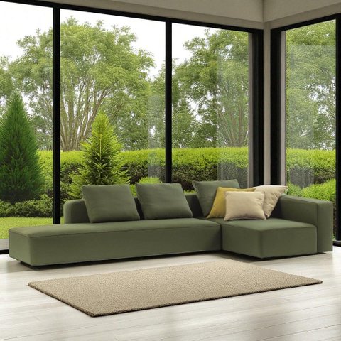 Sofá 5 Lugares, 2,80m X 1,70m Revestimento em Sarja - Asu001:verde