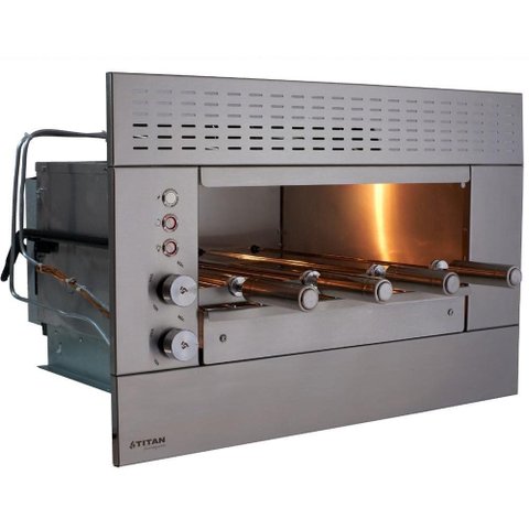 Assador Elétrico de Embutir Titan Suprema 04 Espetos 18.000 Btu/H 127V 70.3cm Aço Inox Painel