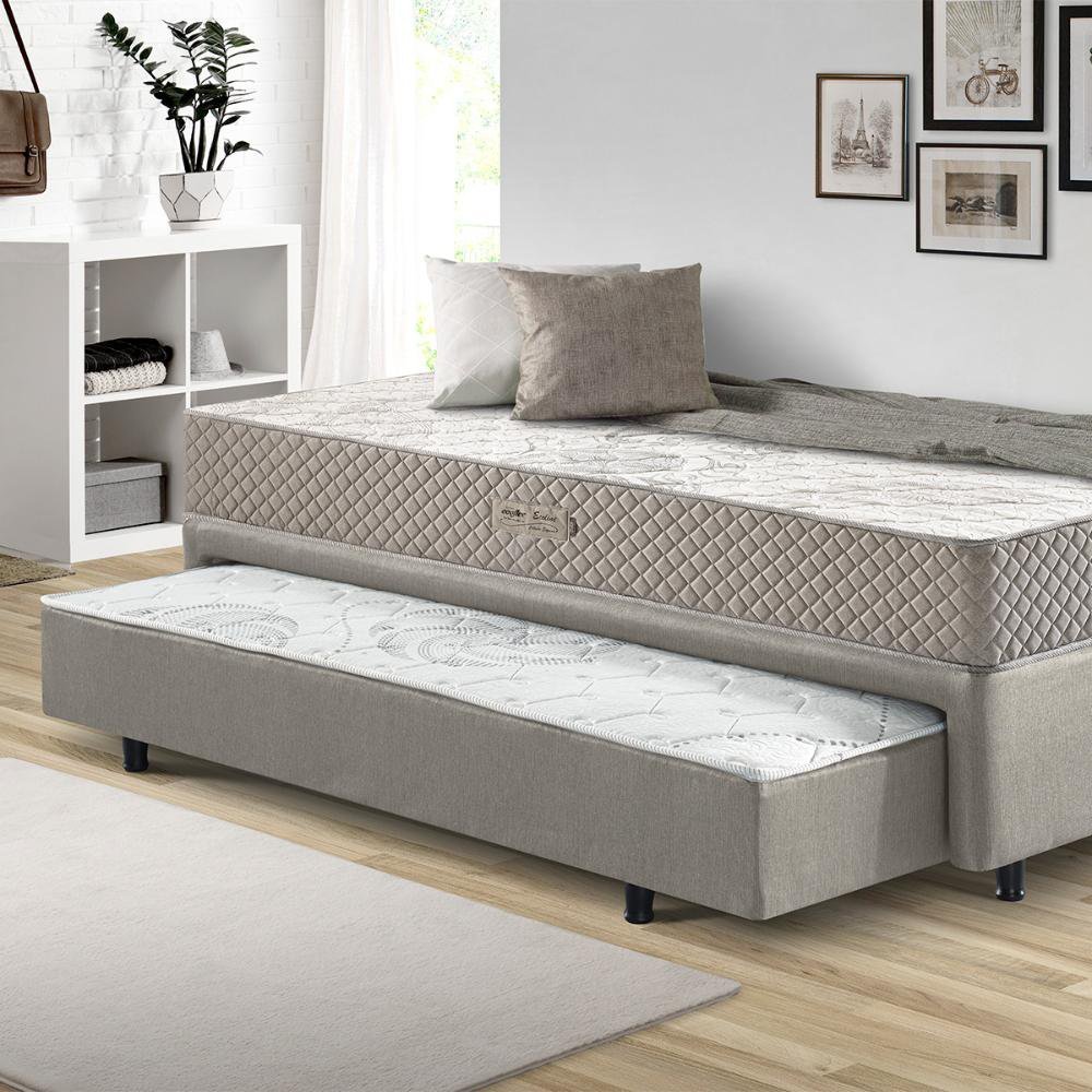 Bicama Box Solteiro Ecoflex 88x188x56cm com Cama Auxiliar + Colchão Poliester Espuma - 1