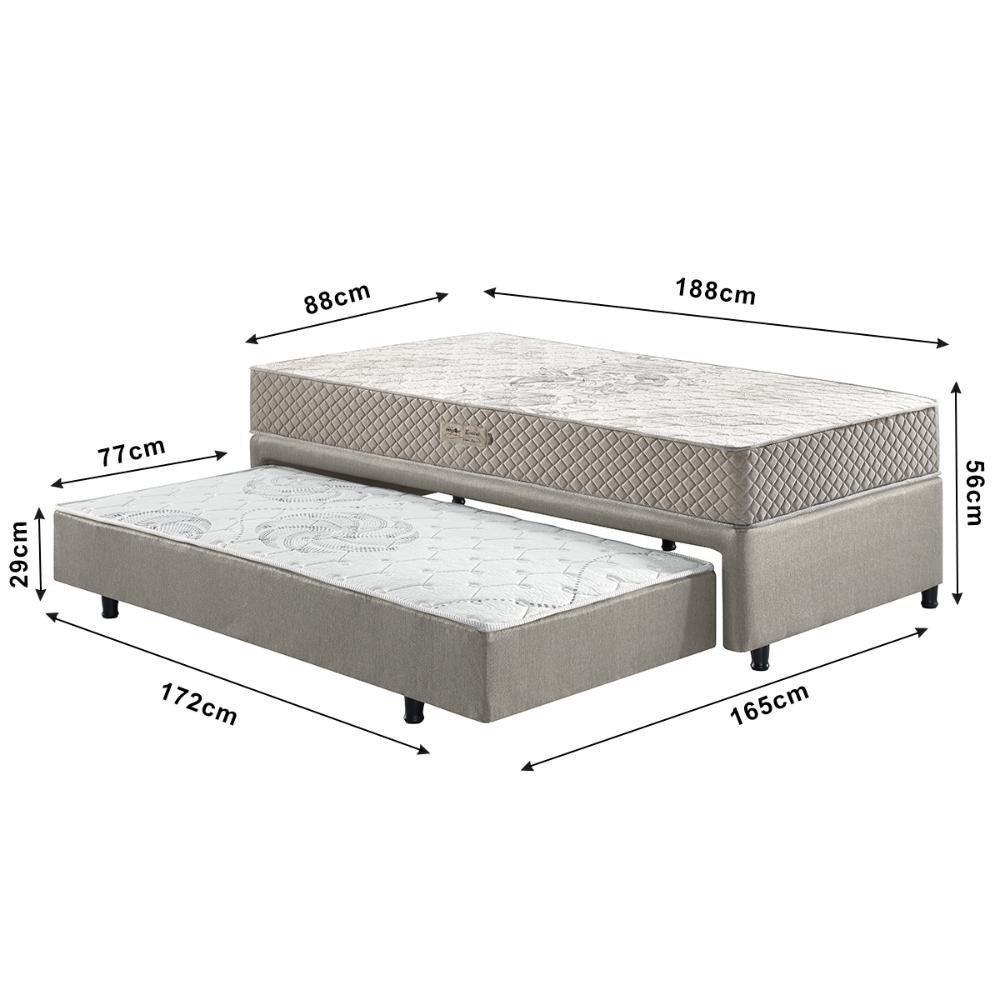 Bicama Box Solteiro Ecoflex 88x188x56cm com Cama Auxiliar + Colchão Poliester Espuma - 2