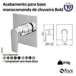 Acabamento Registro Monocomando 3/4 Preto Fosco Bold 370 - 2