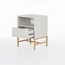 Ver imagem 4 de Mesa de Cabeceira Square 1 Gaveta 1 Nicho 100% MDF Pés de Metal 43 cm X 40 cm Off White Suave