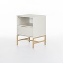 Ver imagem 3 de Mesa de Cabeceira Square 1 Gaveta 1 Nicho 100% MDF Pés de Metal 43 cm X 40 cm Off White Suave