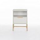 Ver imagem 2 de Mesa de Cabeceira Square 1 Gaveta 1 Nicho 100% MDF Pés de Metal 43 cm X 40 cm Off White Suave