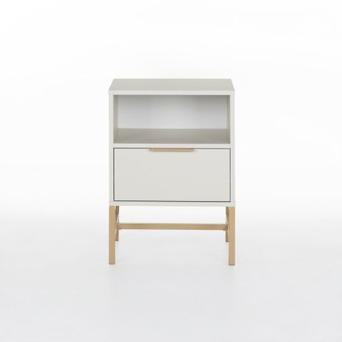 Mesa de Cabeceira Square 1 Gaveta 1 Nicho 43 Cm X 40 Cm Off White Suave