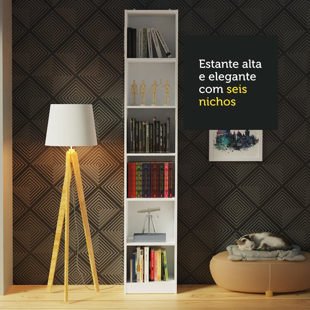 Estante Livreiro Madesa 6906 com 6 Nichos Branco Cor:Branco - 7