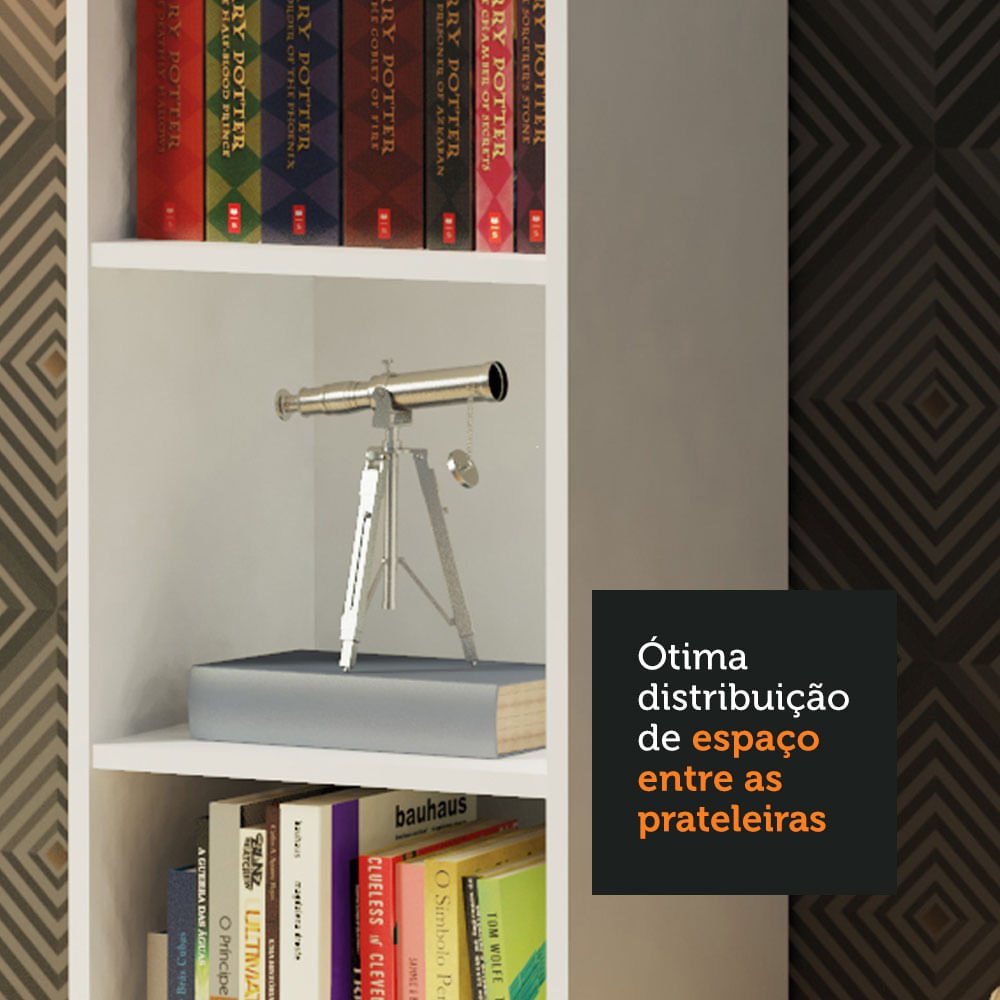 Estante Livreiro Madesa 6906 com 6 Nichos Branco Cor:Branco - 6