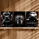 Ver imagem 3 de Kit 3 Quadro Decorativo Avião Jato Aviação Aeronáutica Luxo 28x20cm