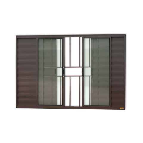 Veneziana Alumínio Confort 6F.c/Grade 100 x 200 V.Liso Marrom Corten Brimak