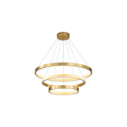 Lustre Pendente Moderno Dourado com 3 Anéis em Led 3000k - Pa - 1