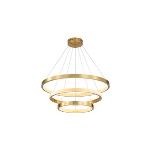 Lustre Pendente Moderno Dourado com 3 Anéis em Led 3000k - Pa