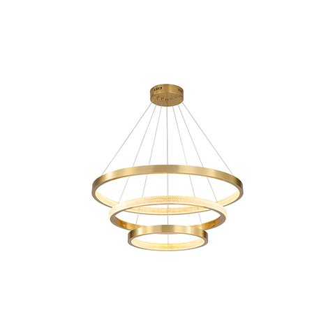 Lustre Pendente Moderno Dourado com 3 Anéis em Led 3000k - Pa