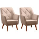 Ver imagem 1 de Kit 2 Poltronas para Sala e Escritório Decorativas Héstia Veludo Bege