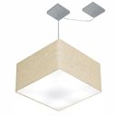Ver imagem 1 de Lustre Pendente Quadrado com Desvio Md-4271 Cúpula em Tecido 30/40x40cm Rustico Bege - Bivolt