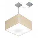 Ver imagem 3 de Lustre Pendente Quadrado com Desvio Md-4271 Cúpula em Tecido 30/40x40cm Rustico Bege - Bivolt