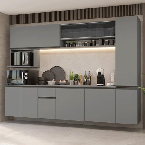 Armário de Cozinha Completa 280 Cm Suspensa Nice Madesa 05