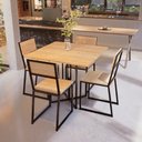 Ver imagem 1 de Conjunto Mesa de Jantar Quadrada 4 Cadeiras Pinus Riviera Industrial Preto Don Castro Decor Riviera