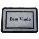 Ver imagem 1 de Kit Tapete Bouclé Moldura Liso + Bem-Vindo 40x60 cm Preto/Grafite