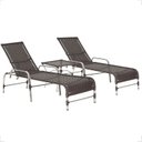 Ver imagem 2 de Kit 2 Espreguiçadeiras Mesa em Alumínio Piscina Jardim e Área Catar Marrom/Tabaco