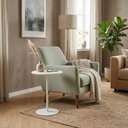Ver imagem 2 de Mesa Lateral Redonda MDF Aço 30cm Branco Acetinado Kolla Mobília