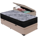 Ver imagem 1 de Cama Box Baú Bege e Colchão Airtech Pampa Molas Ensacadas Solteiro Ortobom