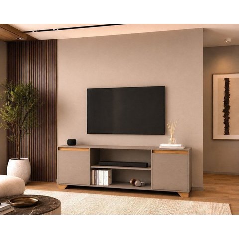 Conjunto Rack e Painel para TV 180cm com Portas e Nichos