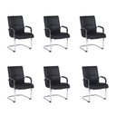 Ver imagem 2 de Kit com 6 Cadeiras Office Base Fixa em Aço Cromado e Couro Ecologico Austin Preto