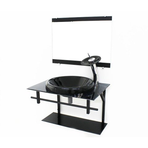 Gabinete de Vidro Para Banheiro Ap 60cm com Cuba Chapéu